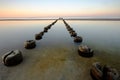 Landscape, sea, breakwater, sunset, Baltic Sea, Kolobrzeg. Royalty Free Stock Photo