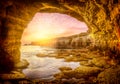 Landscape with sea cave at sunset, Ayia Napa, Cyprus Royalty Free Stock Photo