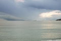 Landscape with sea and ships in winter. Russia, Black Sea. Royalty Free Stock Photo