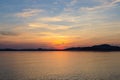 Landscape of sea and sunrise behind mountain at bophut beach samui Royalty Free Stock Photo