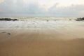 Landscape of sea which have breakwater and cloudy sky on windy day ; Songkhla Thailand Royalty Free Stock Photo