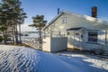 Landscape by the sea in the winter (cabin) Royalty Free Stock Photo
