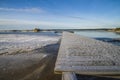 Landscape by the sea in the winter (pier) Royalty Free Stock Photo