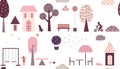 Landscape seamless pattern,for fabrics, textiles, children`s wear, wrapping paper