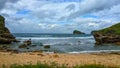 Landscape seascape rock formations Kasap beach in Pacitan East Java Indonesia Royalty Free Stock Photo