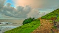 Landscape seascape rocky road on hill Kasap beach in Pacitan East Java Indonesia Royalty Free Stock Photo