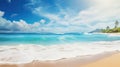 Landscape seascape summer vacation holiday waves surf travel tropical sea background panorama - Turquoise ocean sand beach,