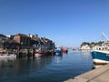 Landscape View of Weymouth Harbour with boats  Dorset England Royalty Free Stock Photo