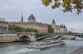 Landscape of Seine River with old bridges Royalty Free Stock Photo