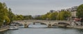 Landscape of Seine River with old bridges Royalty Free Stock Photo