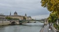 Landscape of Seine River with old bridges Royalty Free Stock Photo