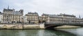 Landscape of Seine River with old bridges Royalty Free Stock Photo