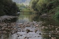 Landscape of the Serpis River as it passes through the town of Lorxa Royalty Free Stock Photo