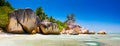 Landscape Seychelles lagoon with clean sand horizontal background
