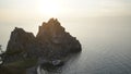 Landscape of the Shaman Rock in Lake Baikal during the sunrise in Russia