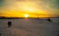 Shamanka rock at sunset,Lake Baikal, Siberia, Russia. Royalty Free Stock Photo