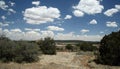 Landscape with shrubs blue sky and cloud with a view of the high desert from Tijeras