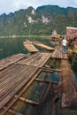 Landscape with silhouette of man at Chieou Laan lake, Thailand