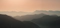 Landscape silhouette of the mountains at sunset. Panorama of peaks mountain in the Greece Royalty Free Stock Photo