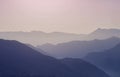 Landscape silhouette of the mountains at sunset. Panorama of peaks mountain in the Greece Royalty Free Stock Photo