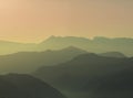 Landscape silhouette of the mountains at sunset. Panorama of peaks mountain in the Greece Royalty Free Stock Photo