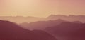 Landscape silhouette of the mountains at sunset. Panorama of peaks mountain in the Greece Royalty Free Stock Photo