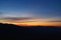 Landscape of the silhouettes of hills in the Pasiegos Valleys during the sunset in Spain Royalty Free Stock Photo