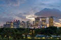 Landscape of the Singapore financial district at night time Royalty Free Stock Photo