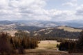 Landscape. Ski lift in the summer, the Carpathians mountains. Royalty Free Stock Photo