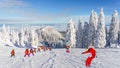 Landscape with ski slope in Poiana Brasov