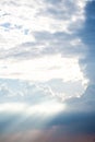 Landscape. sky with clouds background. sun ray on daylight.