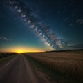 A landscape with a sky over a field. Royalty Free Stock Photo