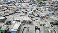 Landscape of slum neighborhood on lakeside