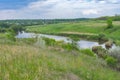 Landscape with small lake near Zeleny Gai village near Dnipro city, Ukraine Royalty Free Stock Photo