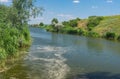 Landscape with small river Sura at summer season