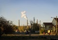 Landscape with smoking chimneys power station