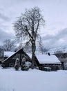 landscape snow baltics cold winter houses nature Royalty Free Stock Photo