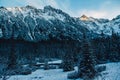 Landscape of snow-capped peaks of the rocky mountains in Sunny weather. The concept of nature and travel