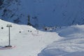 Landscape with snow covered peaks mountains, view Slopes on the skiing resort Elbrus, Caucasus