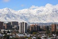 Landscape and Snow fall in Santiago, Chile Royalty Free Stock Photo