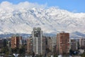 Landscape and Snow fall in Santiago, Chile Royalty Free Stock Photo