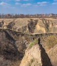 Landscape with soil erosion in outskirts of Dnepr city, Ukraine Royalty Free Stock Photo