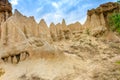 Landscape of soil textures eroded sandstone pillars, columns and cliffs, Royalty Free Stock Photo