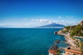 Landscape Sorrento peninsula, with background volcano Vesuvius