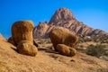 Landscape of the Spitzkoppe granite peaks in Namibia Royalty Free Stock Photo