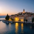 Landscape with Split old town, dalmatian coast, Croatia made with Generative AI