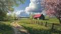 landscape spring on the farm Royalty Free Stock Photo