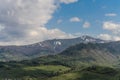 Landscape on the spring mountains, on which tops there is still snow Royalty Free Stock Photo