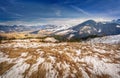 Landscape, spring snow-capped mountain range