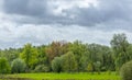 Landscape during spring on a stormy day